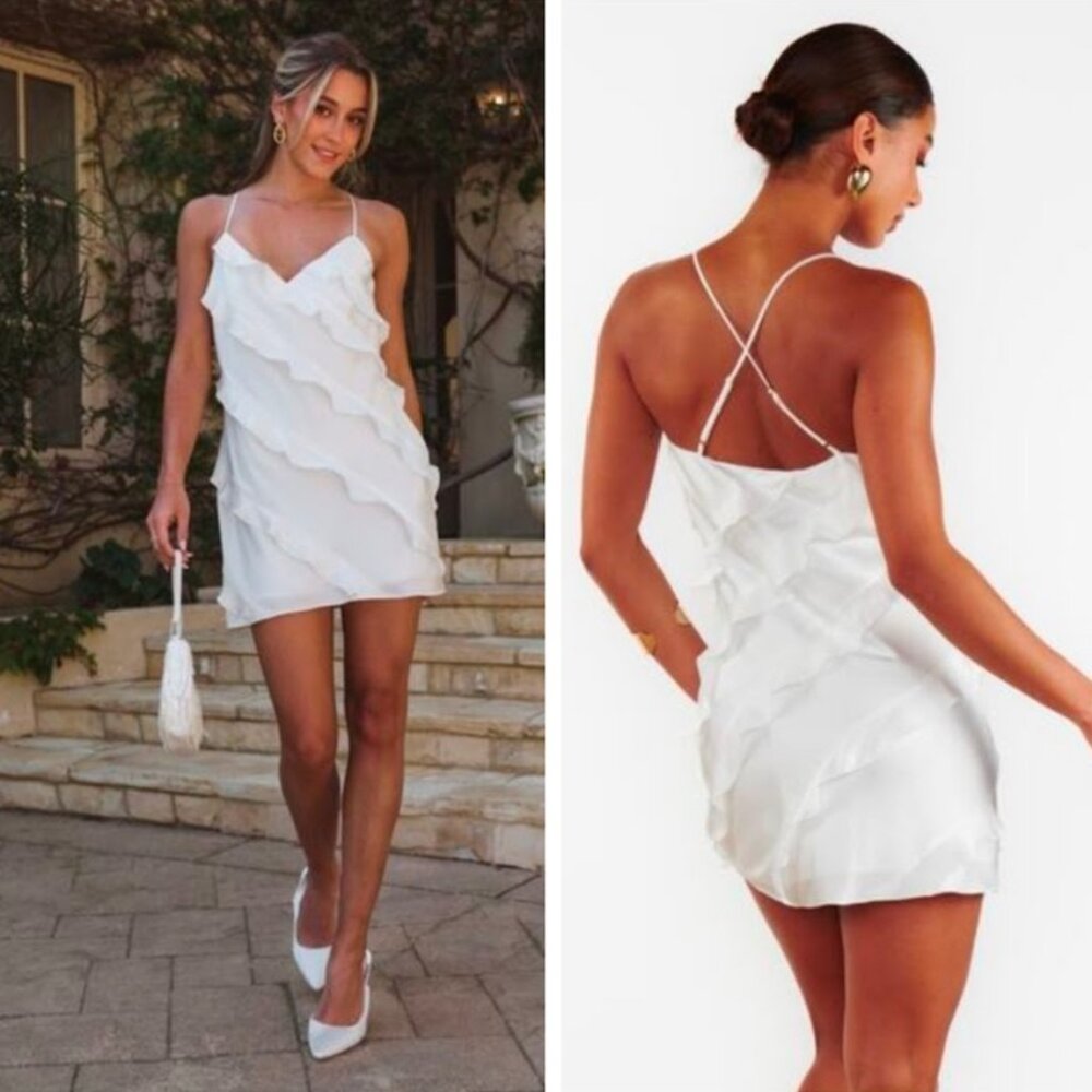 NWOT Show Me Your MuMu Romance Ruffle Mini Dress In Ivory Size M